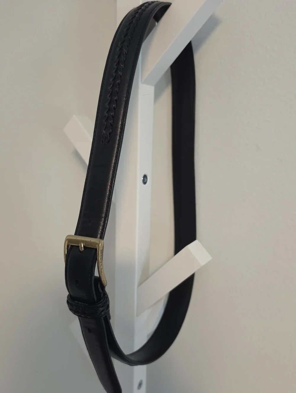 Coach Black Leather Braided Belt Size 36 Brass Buckle Full Grain 6918 Classic
